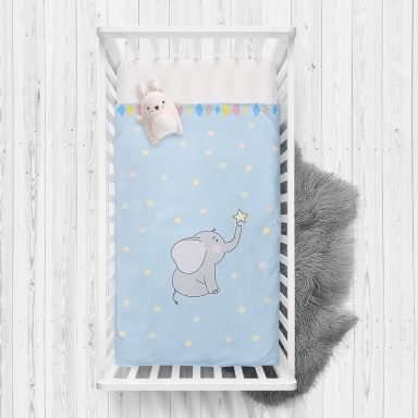 Sevimli Fil Baby Shower Tasarımlı Çocuk Odası Yatak Örtüsü