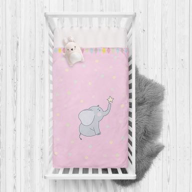Sevimli Fil Baby Shower Tasarımlı Çocuk Odası Yatak Örtüsü