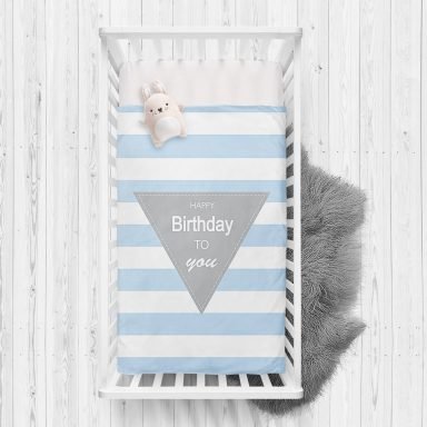 Happy Birthday To You Tasarımlı Dijital Baskılı Bebek Odası Yatak Örtüsü