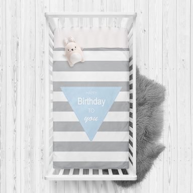 Happy Birthday To You Tasarımlı Dijital Baskılı Bebek Odası Yatak Örtüsü