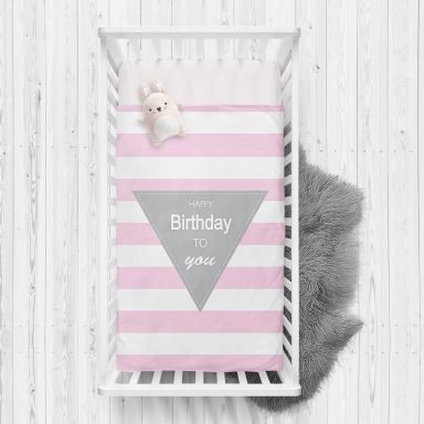 Happy Birthday To You Tasarımlı Dijital Baskılı Bebek Odası Yatak Örtüsü