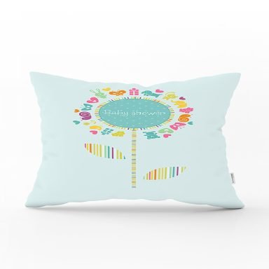 Mint Yeşili Baby Shower Tasarımlı Çocuk Odası Dikdörtgen Yastık Kılıfı
