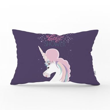 Baby Shower Unicorn At Tasarımlı Çocuk Odası Dikdörtgen Yastık Kılıfı