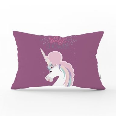 Baby Shower Unicorn At Desenli Çocuk Odası Dikdörtgen Yastık Kılıfı
