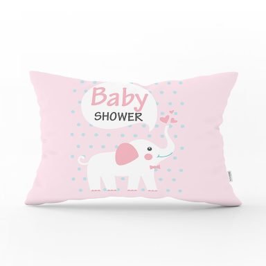 Baby Shower Fil Desenli Dijital Baskılı Bebek Odası Dikdörtgen Yastık Kılıfı
