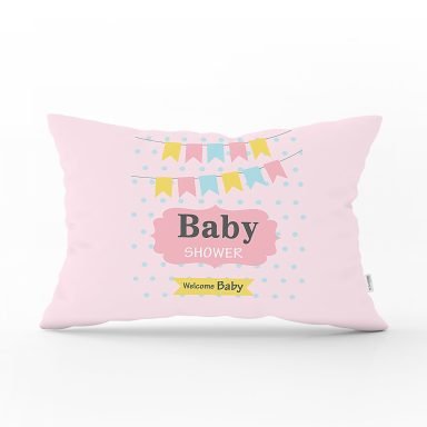 Puanlı Baby Shower Desenli Dijital Baskılı Bebek Odası Dikdörtgen Yastık Kılıfı