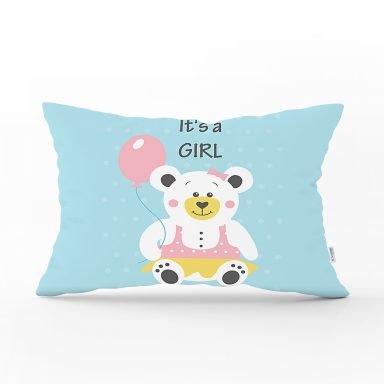 Gri Zeminde Puanlı Baby Shower Bebek Odası Dikdörtgen Yastık Kılıfı