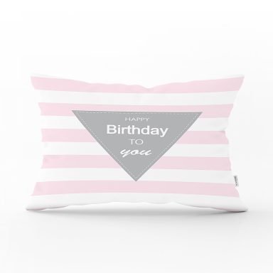 Yeşil Çizgili Happy Birthday Tasarımlı Bebek Odası Dikdörtgen Yastık Kılıfı