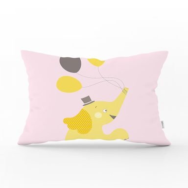 Pembe Gri Zigzag Zeminle I Love Animal Çocuk Odası Dikdörtgen Yastık Kılıfı
