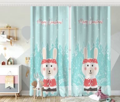 Christmas Ayıcık Desenli Özel Tasarım Çocuk Odası Fon Perde