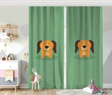 Realhomes Köpek Desenli Dijital Baskılı Modern Fon Perde