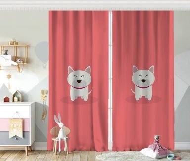 Realhomes Köpek Desenli Dijital Baskılı Modern Fon Perde