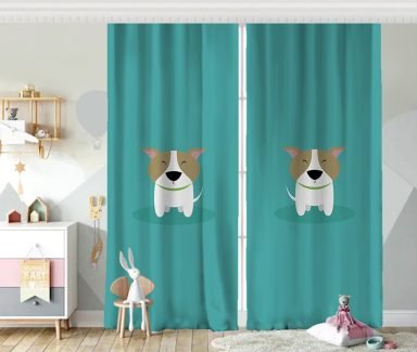 Realhomes Köpek Desenli Dijital Baskılı Modern Fon Perde