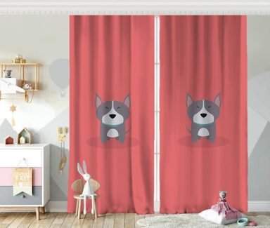 Realhomes Köpek Desenli Dijital Baskılı Modern Fon Perde