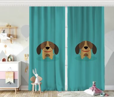 Realhomes Köpek Desenli Dijital Baskılı Modern Fon Perde