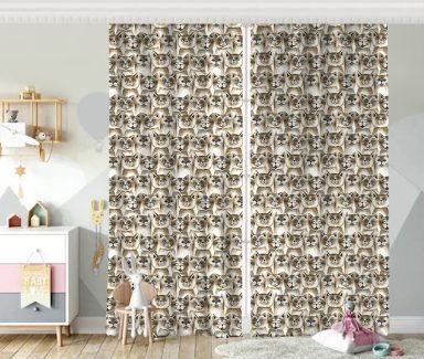 Realhomes Kedi Desenli Dijital Baskılı Modern Fon Perde