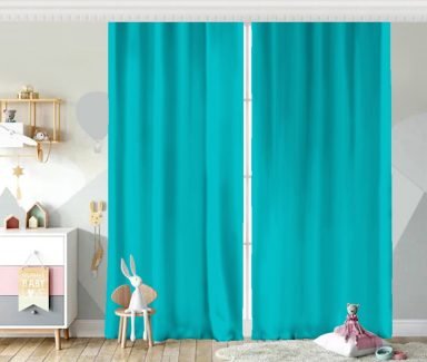 Turkuaz Renkli Dijital Baskılı Fon Perde