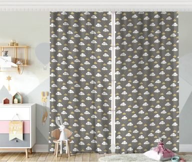 RealHomes Bulut Desenli Dijital Baskılı 3D Fon Perde