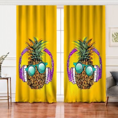 Summer Ananas Tasarımlı Salon Fon Perde