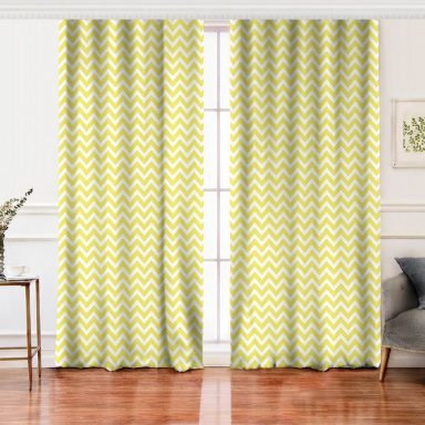 Modern Zigzag Desenli Dijital Baskılı Salon Fon Perde