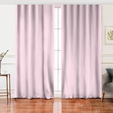 RealHomes Düz Açık Pembe Renkli Dijital Baskılı Salon Fon Perde