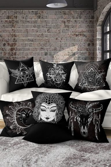 Realhomes Dijital Baskılı Özel Tasarım 7'li Kırlent Kılıfı Seti