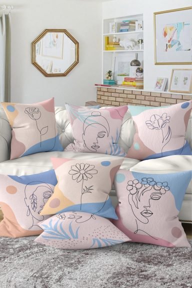 Realhomes Dijital Baskılı Özel Tasarım 7'li Kırlent Kılıfı Seti