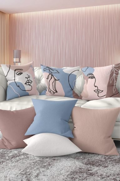 Realhomes Dijital Baskılı Özel Tasarım 7'li Kırlent Kılıfı Seti