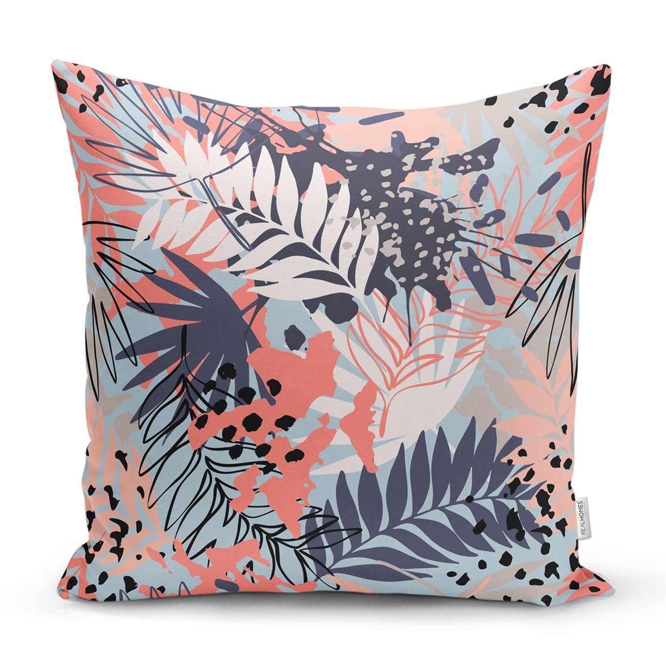 Rh-K5257-Gri-Zemin-Üzerimde-Pembe-Ve-Lacivert-Baskılı-Yaprak-Motifli-Kırlent-Kılıfı