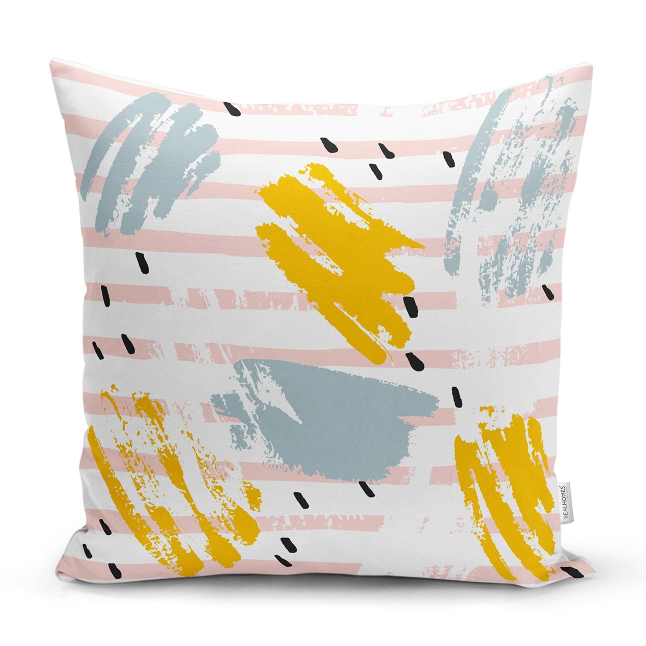 Rh-K5300-Beyaz-Zeminde-Sulu-Boya-Pembe-Yan-Çizgi-Motifli-Kırlent-Kılıfı