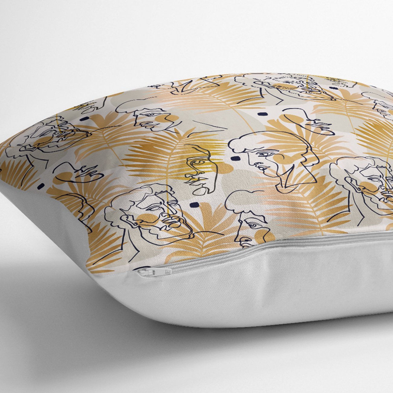 Rh-K5347-Tropik-Gold-Yapraklar-Üzerinde-Antik-Yunan-Tanrısı-Desenli-Kırlent-Kılıfı-2