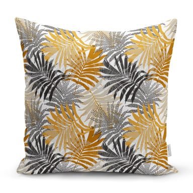 Renkli Yapraklar Üzerinde Nokta Tasarımlı Kırlent Kılıfı