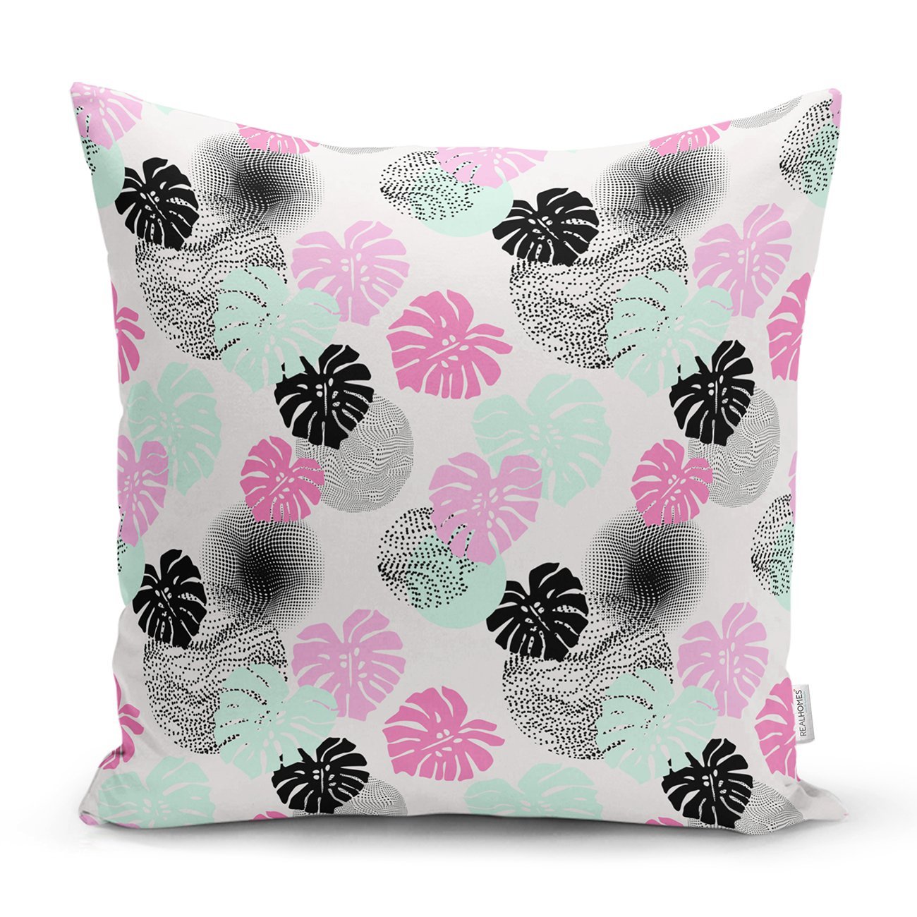 Rh-K5361-Beyaz-Zeminde-Renkli-Trorik-Yapraklar-Kırlent-Kılıfı