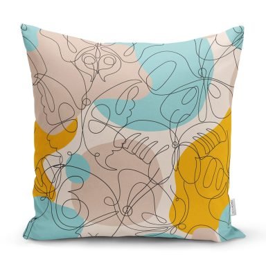 Renkli Puantiye Üzerinde Kelebek Tasarımlı Kırlent Kılıfı