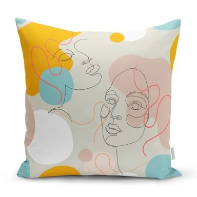 Portre Face Temalı Dekoratif Özel Tasarım Yastık Kılıfı