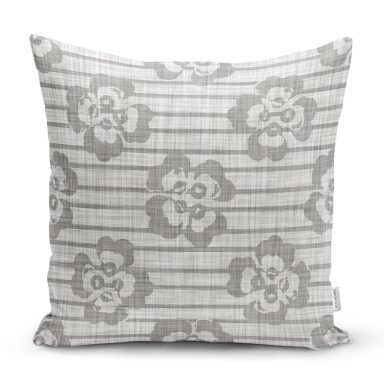 Kot Zemin Temalı Çiçek Motifli Dijital Baskılı Kırlent Kılıfı