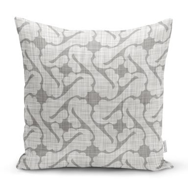 Kot Zemin Üzerinde Soyut Çizimli Dekoratif Yastık Kılıfı