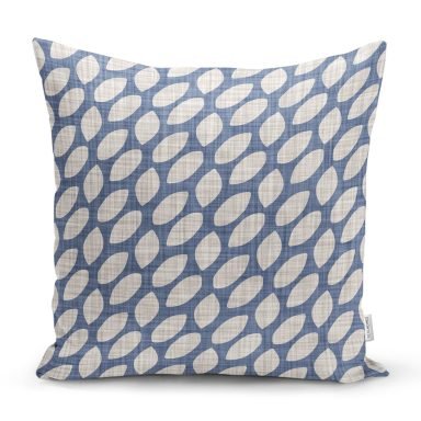 Lacivert Kot Zemin Üzerinde Gri Su Damlacıklı Dekoratif Kırlent Kılıfı