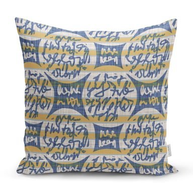 Kot Desende Yazı Motifli Özel Tasarım Dekoratif Kırlent Kılıfı