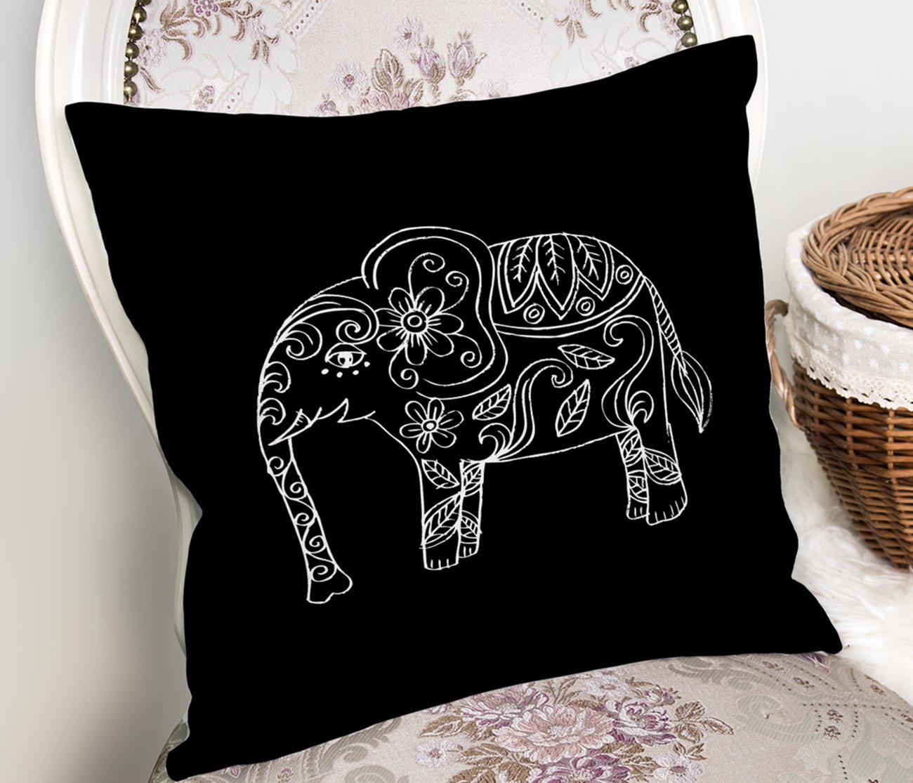 Rh-K5421-Retro-Mandala-Fil-Desenli-Özel-Tasarım-Kırlent-Kılıfı-1