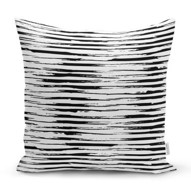 Siyah Beyaz Modern Çizgili Dekoratif Yastık Kılıfı
