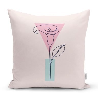 Pembe Zeminde Gül Motifli Bohemian Dekoratif Kırlent Kılıfı