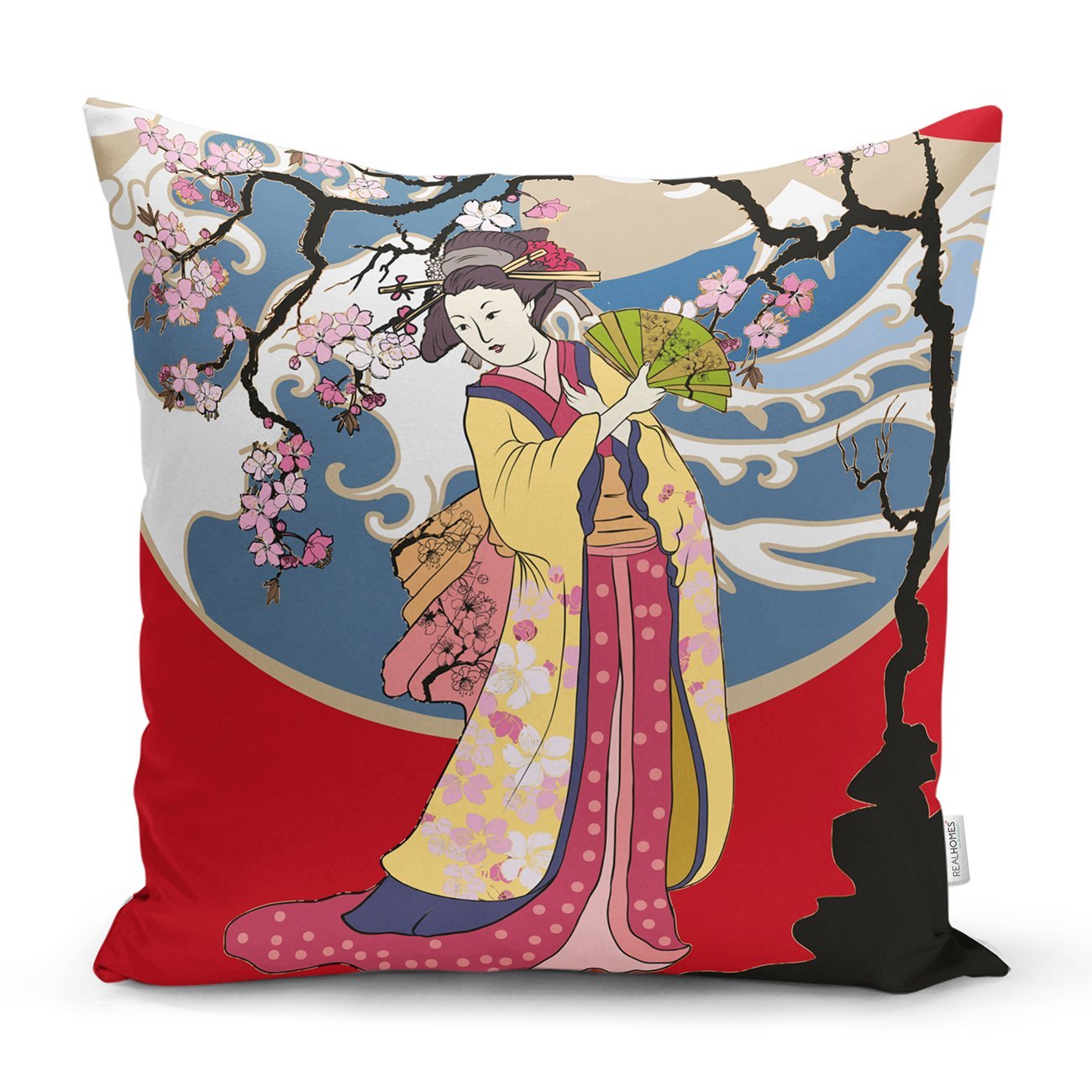 Rh-K5840-Yelpazeli-Japon-Kadın-Motifli-Dekoratif-Yastık-Kılıfı