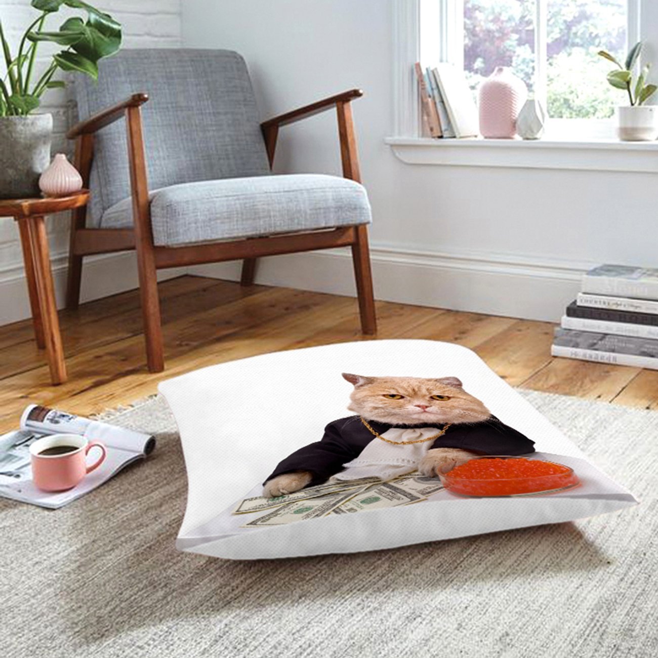 Rh-Hyer-5606-Sevimli-Kedi-Desenli-Dijital-Baskılı-Modern-Hayvan-Yer-Minderi