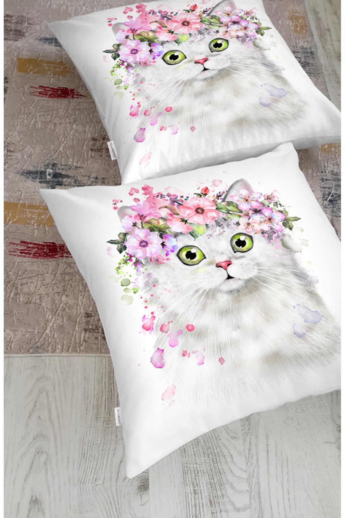 Rh-Hyer-5649-Çiçekli-Kedi-Motifli-Dijital-Baskılı-Modern-Hayvan-Yer-Minderi-1