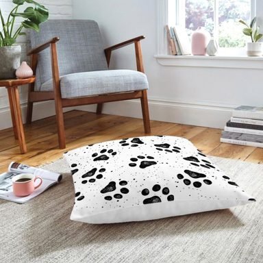 Köpek Ayak İzi Desenli Dijital Baskılı Modern Hayvan Yer Minderi