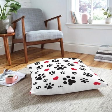 Köpek Ayak İzi Desenli Dijital Baskılı Modern Hayvan Yer Minderi