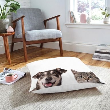 Sevimli Köpek ve Kedi Desenli Sevimli Modern Hayvan Yer Minderi