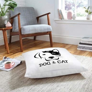 Dog & Cat Dijital Baskılı Modern Hayvan Yer Minderi