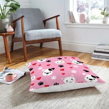 Kalpli Köpek ve Kedi Baskılı Modern Hayvan Yer Minderi